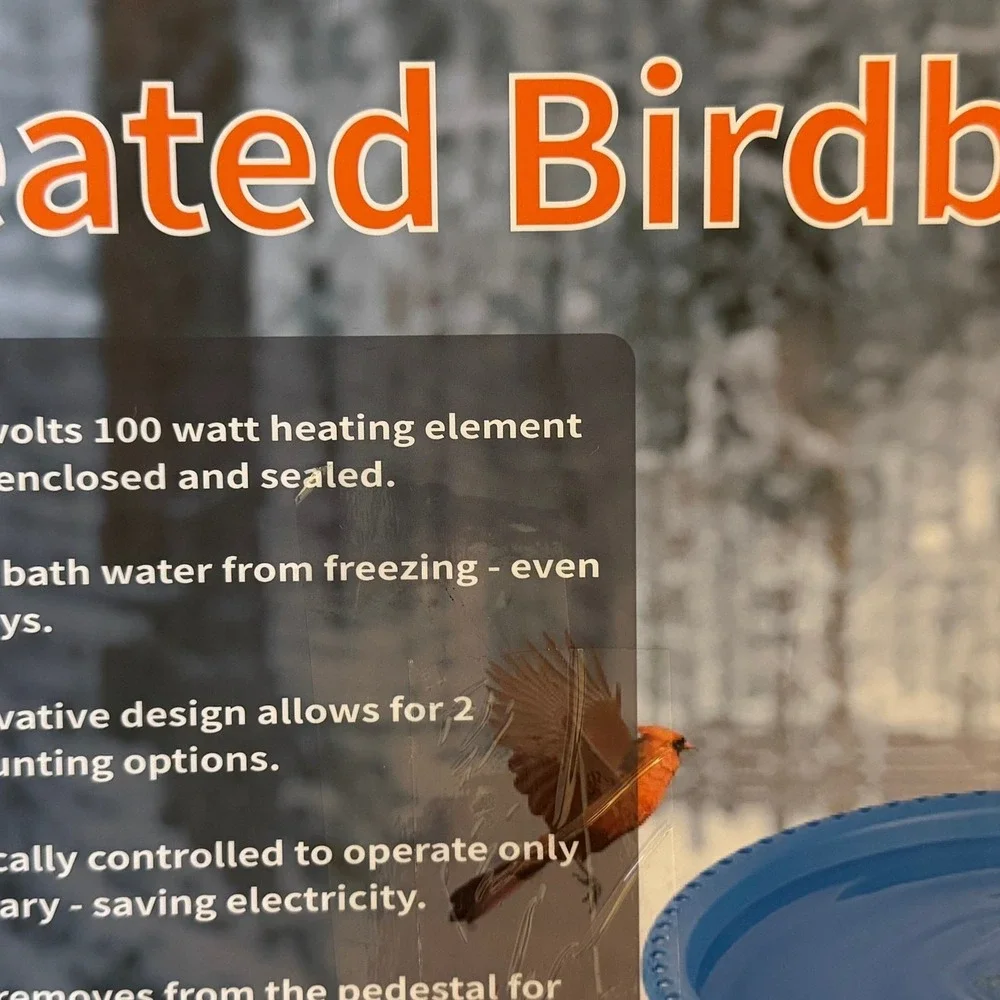 KETEN Heated Birdbath All Seasons Garden Water Basin Blue Orange